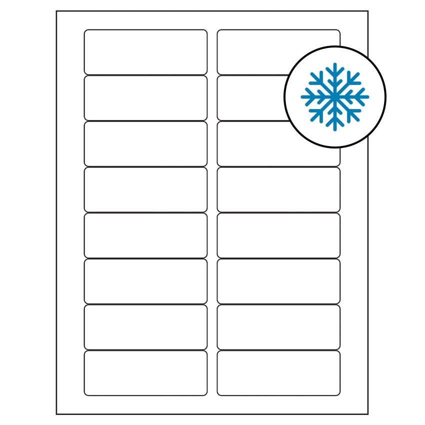 3.375" x 1.25" White Rectangular Sheet Labels - Freezer Grade Adhesive