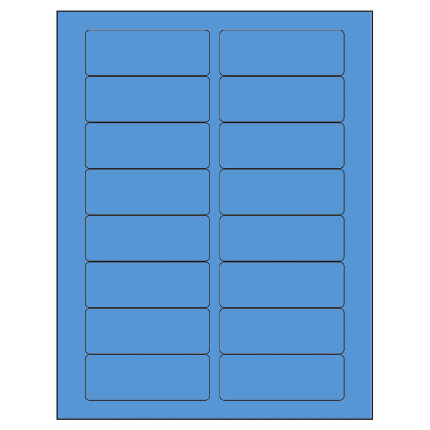 3.375" x 1.25" Fluorescent Blue Rectangular Sheet Labels