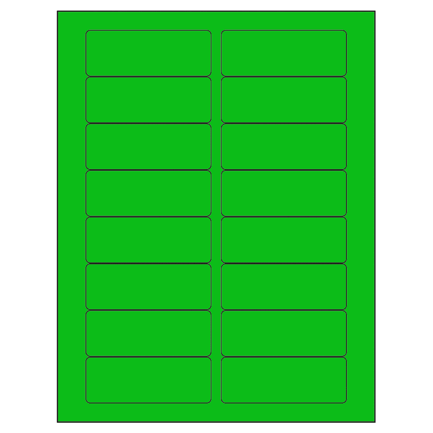 3.375" x 1.25" Fluorescent Green Rectangular Sheet Labels