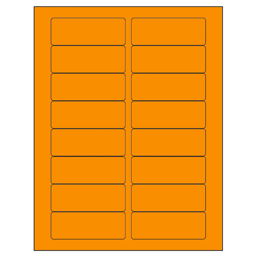 3.375" x 1.25" Fluorescent Orange Rectangular Sheet Labels