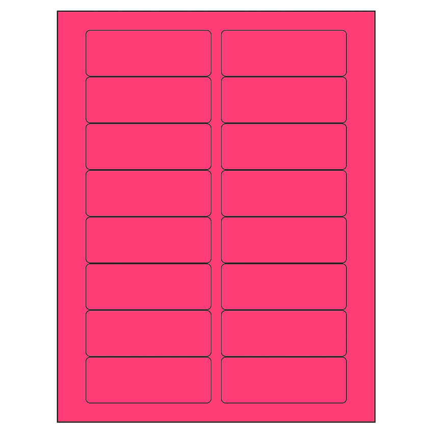 3.375" x 1.25" Fluorescent Pink Rectangular Sheet Labels