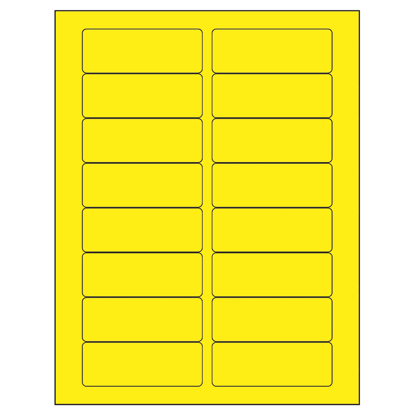3.375" x 1.25" Fluorescent Yellow Rectangular Sheet Labels