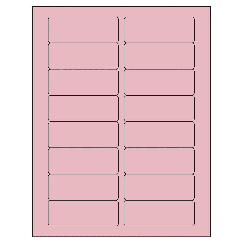 3.375" x 1.25" Pastel Pink Rectangular Sheet Labels