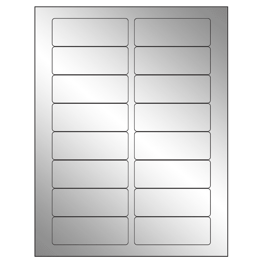 3.375" x 1.25" Silver Foil Rectangular Sheet Labels