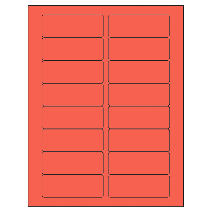 3.375" x 1.25" Red Rectangular Sheet Labels