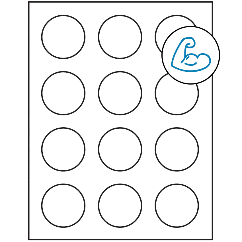 2" White Circular Sheet Labels - Ultra Aggressive Adhesive