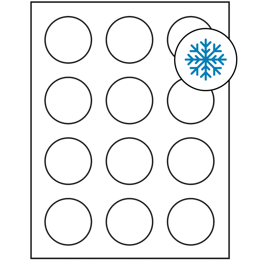 2" White Circular Sheet Labels - Freezer Grade Adhesive