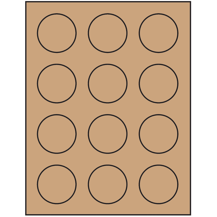 2" Brown Kraft Circular Sheet Labels