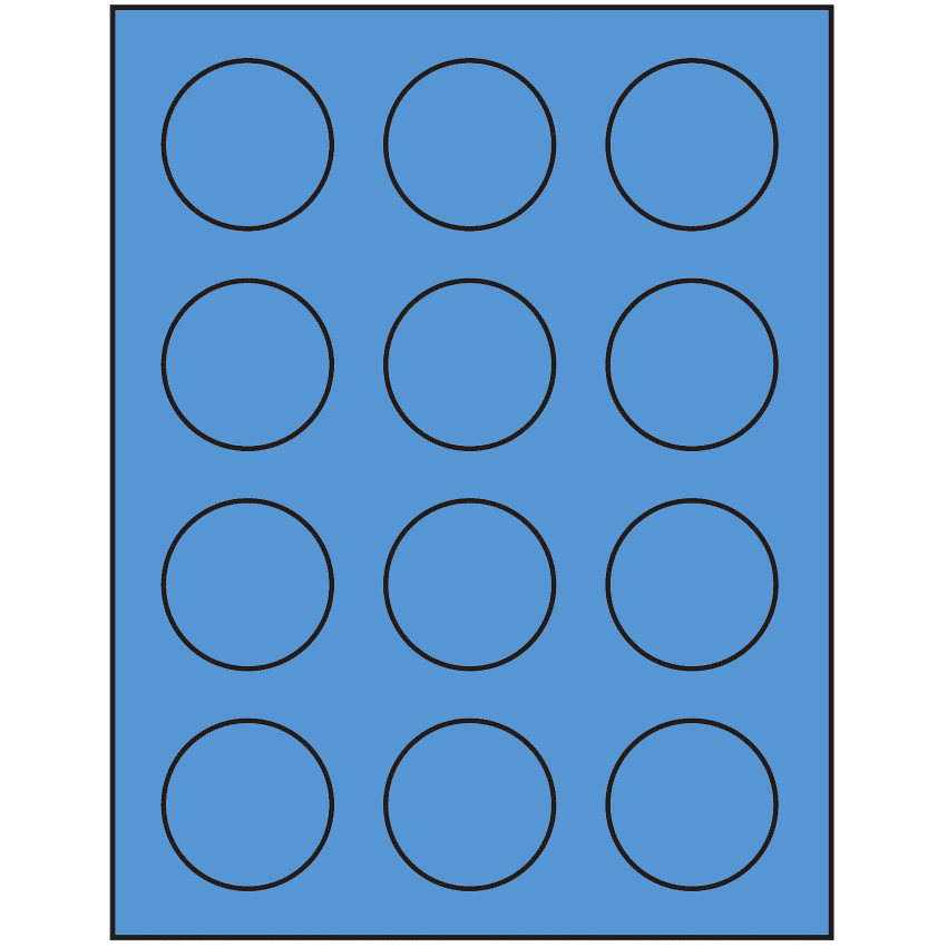 2" Fluorescent Blue Circular Sheet Labels