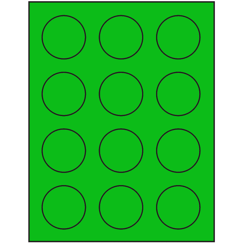 2" Fluorescent Green Circular Sheet Labels