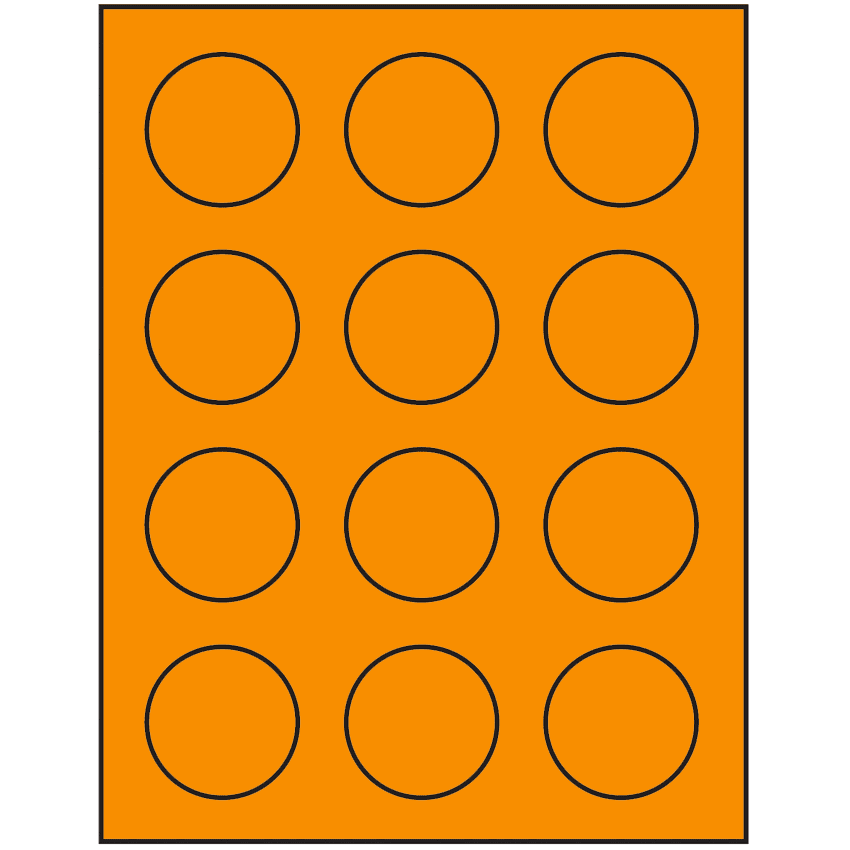 2" Fluorescent Orange Circular Sheet Labels