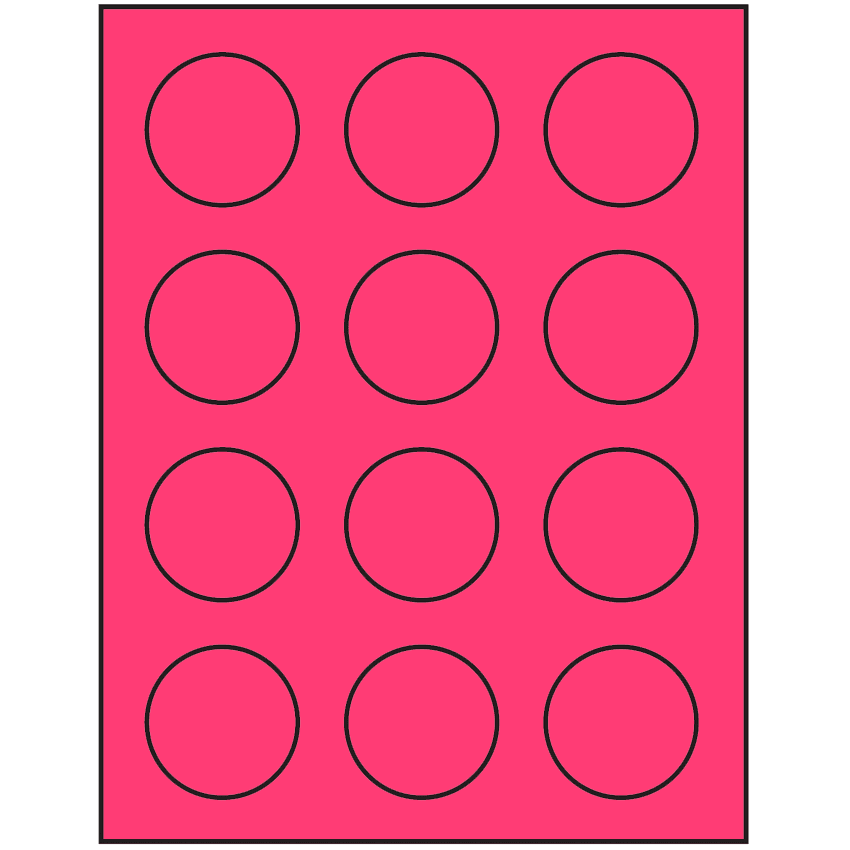 2" Fluorescent Pink Circular Sheet Labels