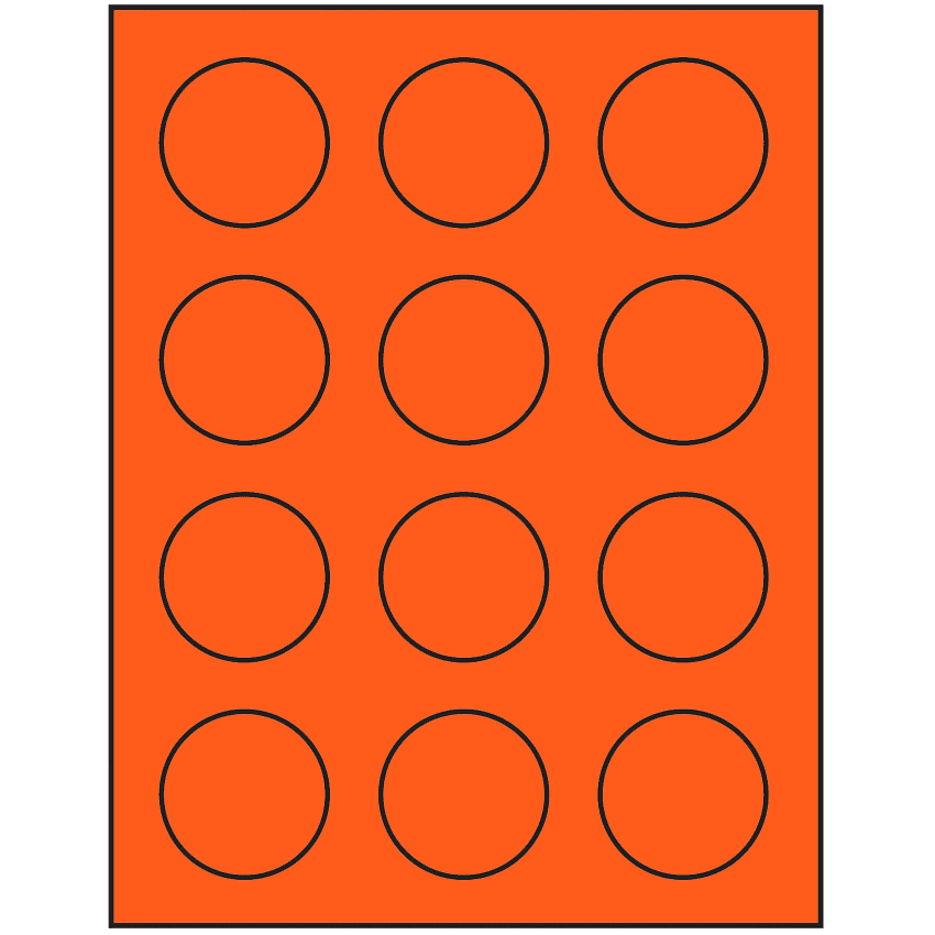 2" Fluorescent Red Circular Sheet Labels
