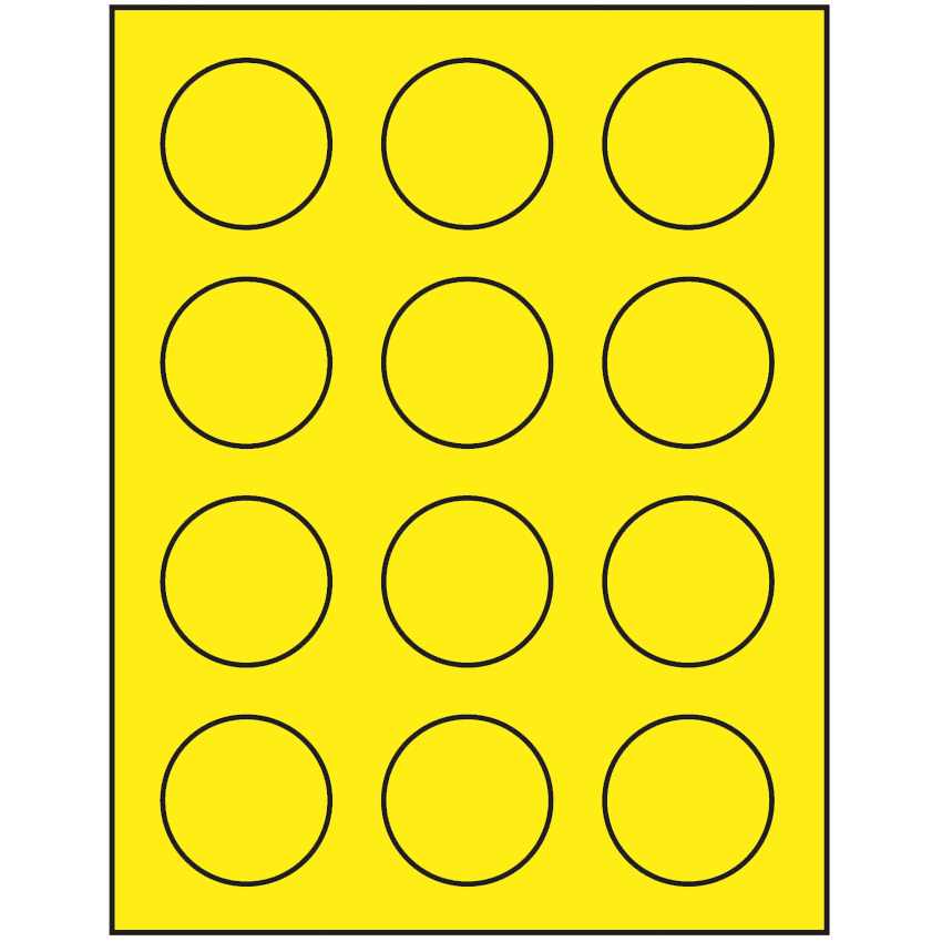 2" Fluorescent Yellow Circular Sheet Labels