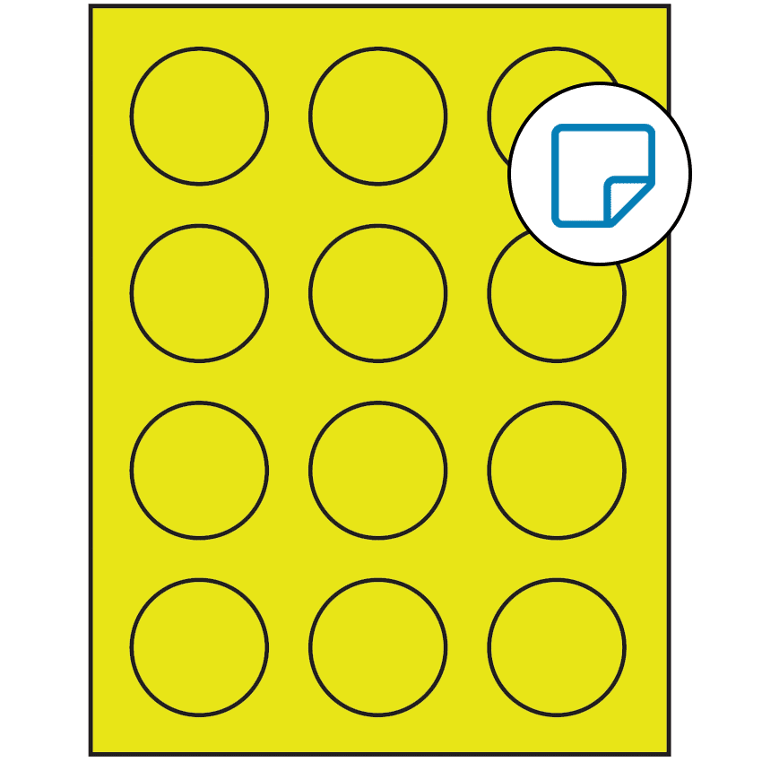 2" Fluorescent Yellow Circular Sheet Labels - Removable Adhesive