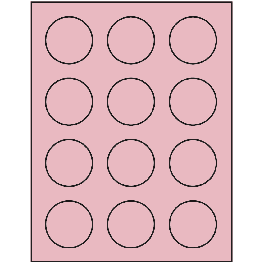 2" Pastel Pink Circular Sheet Labels