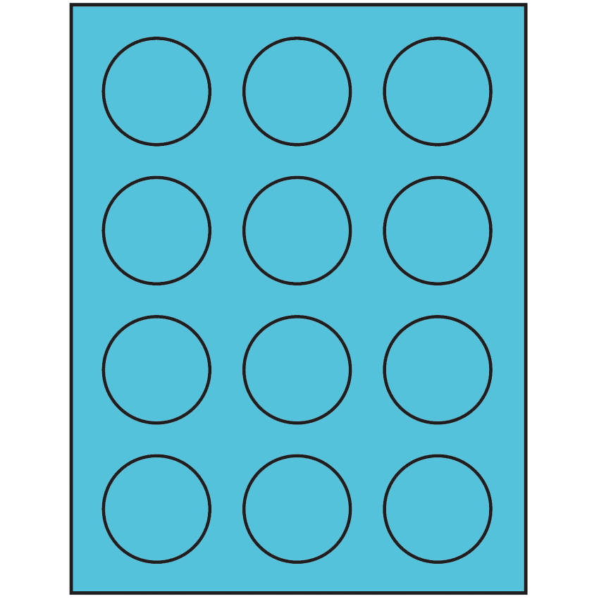 2" Turquoise Circular Sheet Labels