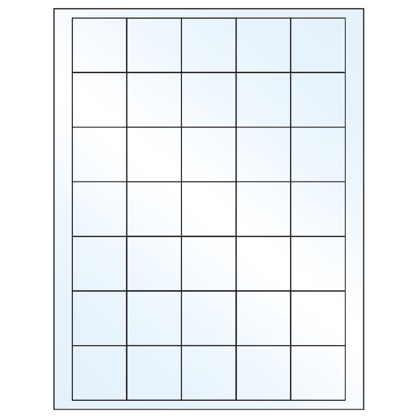 1.5" x 1.5" Crystal Clear Square Sheet Labels
