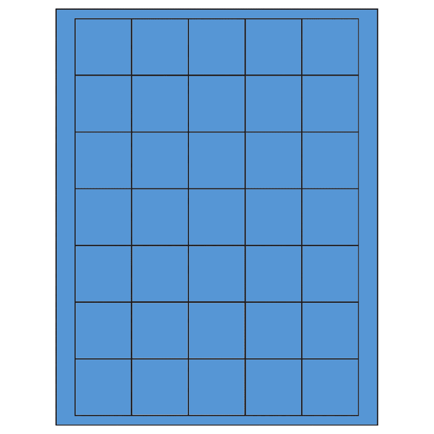 1.5" x 1.5" Fluorescent Blue Square Sheet Labels
