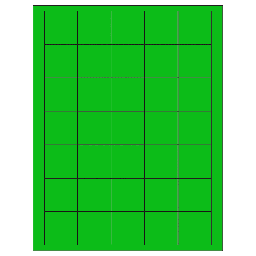 1.5" x 1.5" Fluorescent Green Square Sheet Labels
