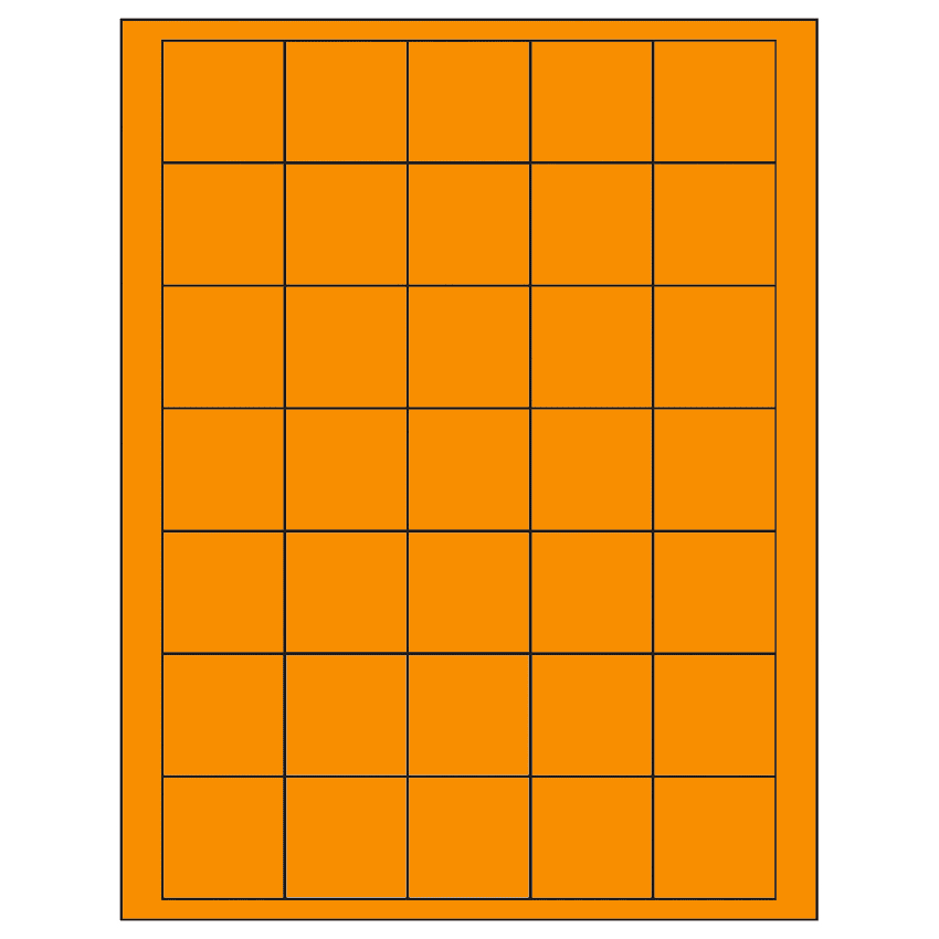 1.5" x 1.5" Fluorescent Orange Square Sheet Labels