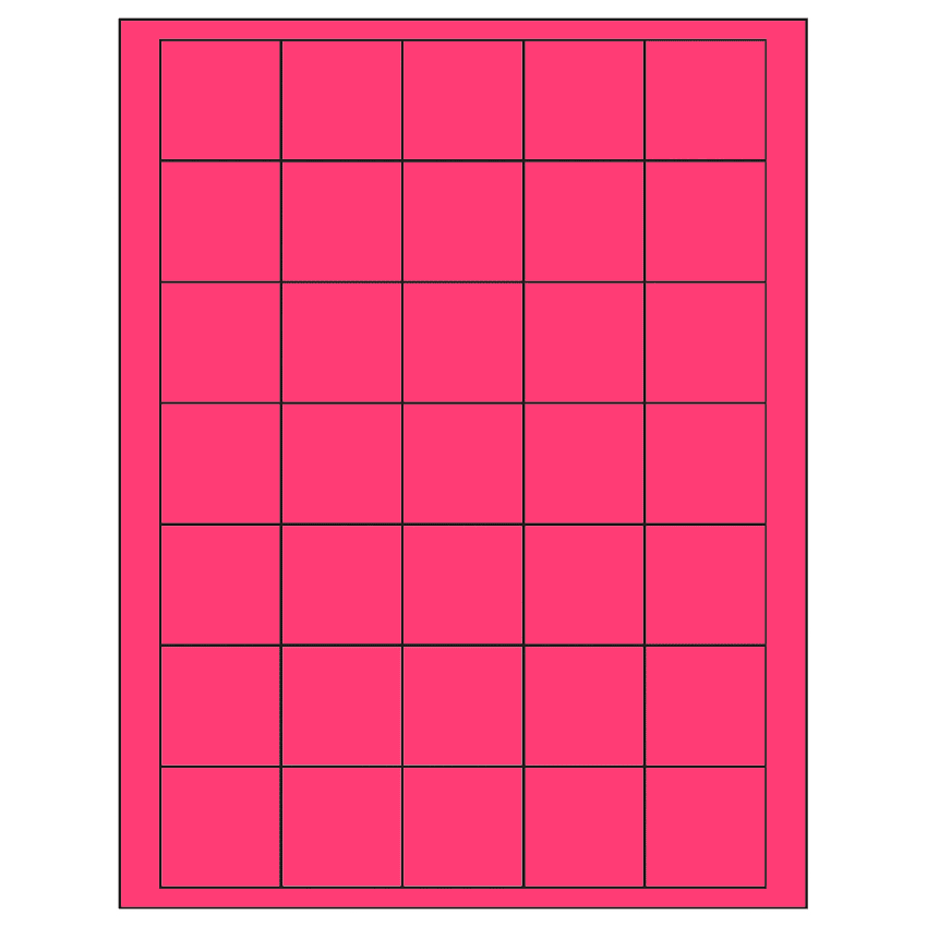 1.5" x 1.5" Fluorescent Pink Square Sheet Labels