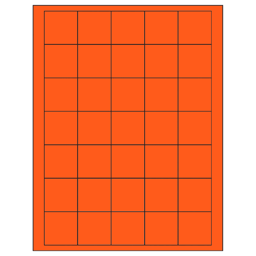 1.5" x 1.5" Fluorescent Red Square Sheet Labels