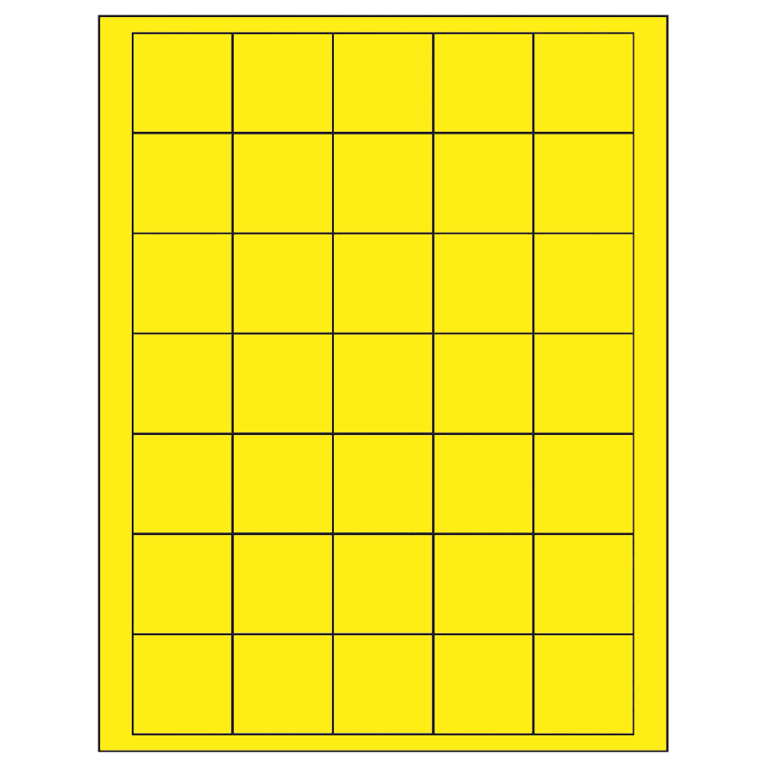 1.5" x 1.5" Fluorescent Yellow Square Sheet Labels