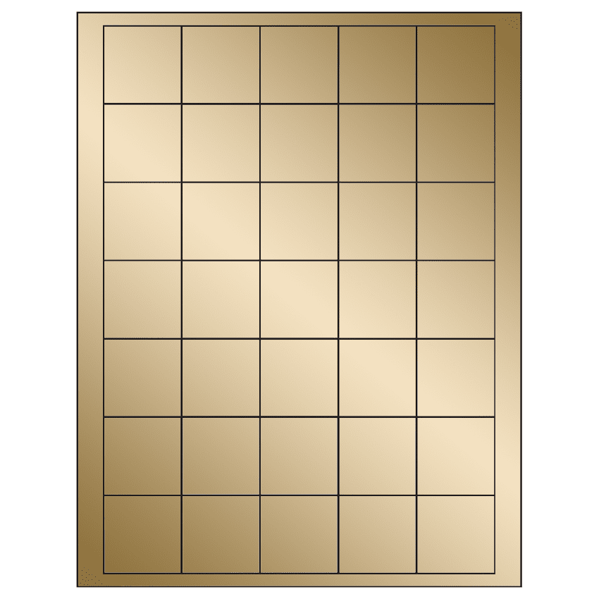 1.5" x 1.5" Gold Foil Square Sheet Labels