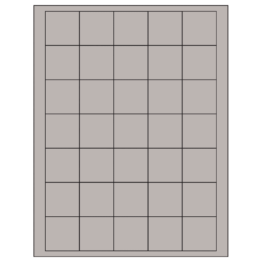 1.5" x 1.5" Gray Square Sheet Labels