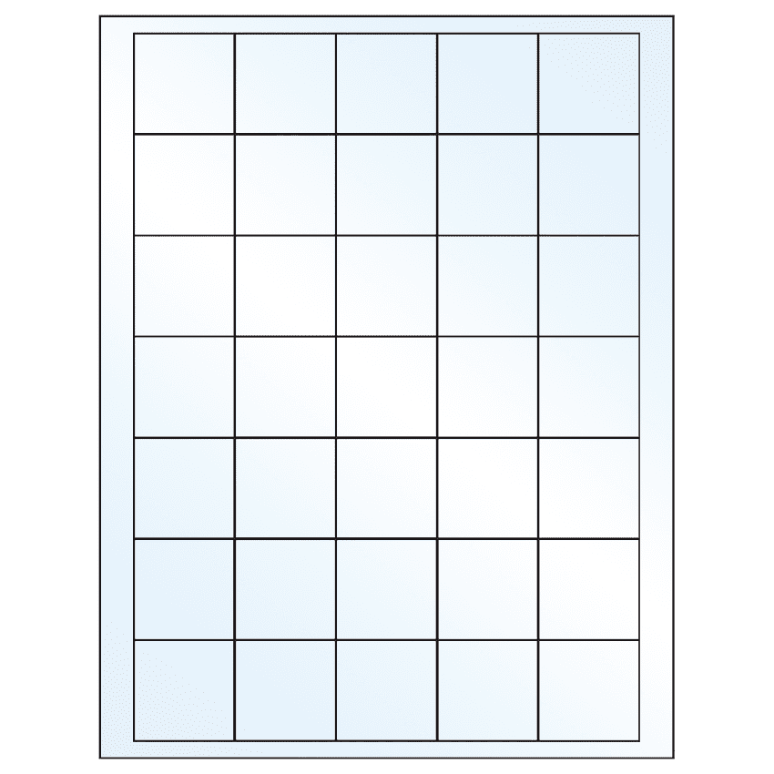 1.5" x 1.5" White Mid Gloss Square Sheet Labels