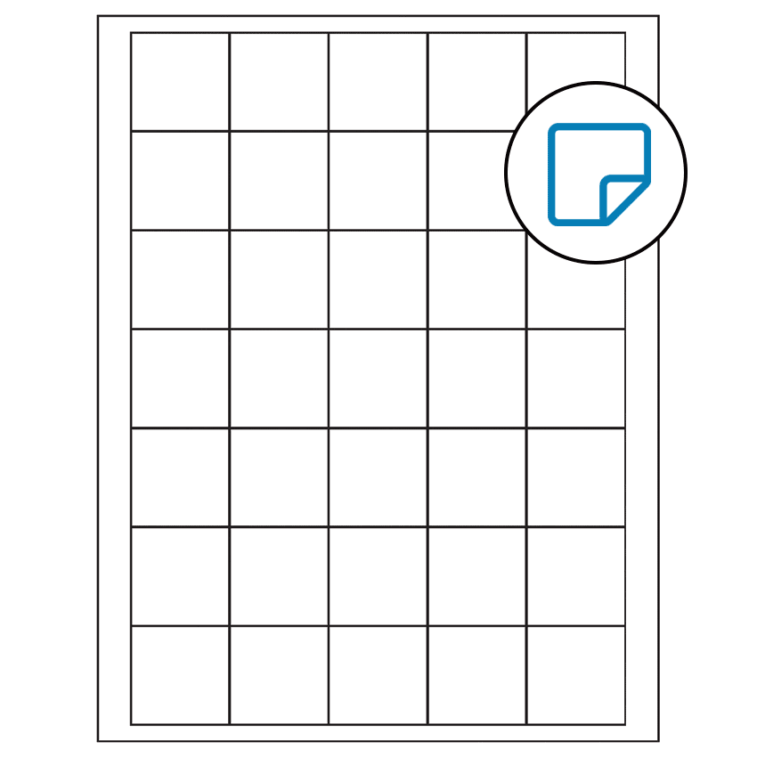 1.5" x 1.5" White Square Sheet Labels - Removable Adhesive