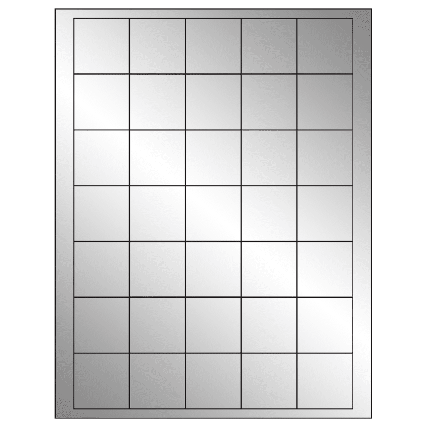 1.5" x 1.5" Silver Foil Square Sheet Labels