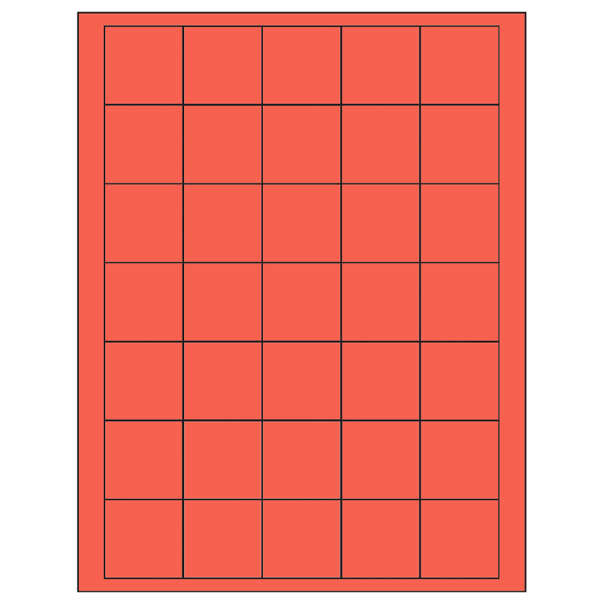 1.5" x 1.5" Red Square Sheet Labels