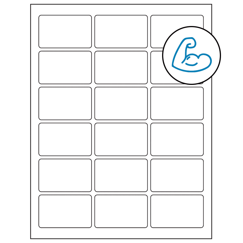 2.5" x 1.5625" White Rectangular Sheet Labels - Ultra Aggressive Adhesive