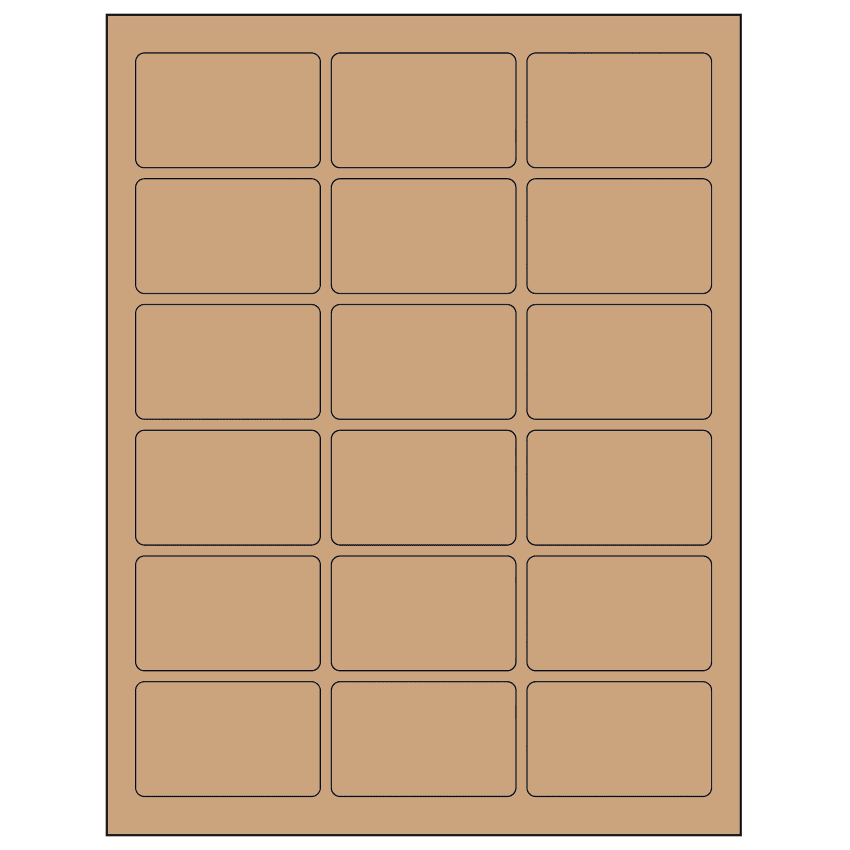 2.5" x 1.5625" Brown Kraft Rectangular Sheet Labels
