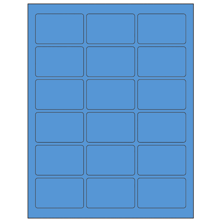 2.5" x 1.5625" Fluorescent Blue Rectangular Sheet Labels