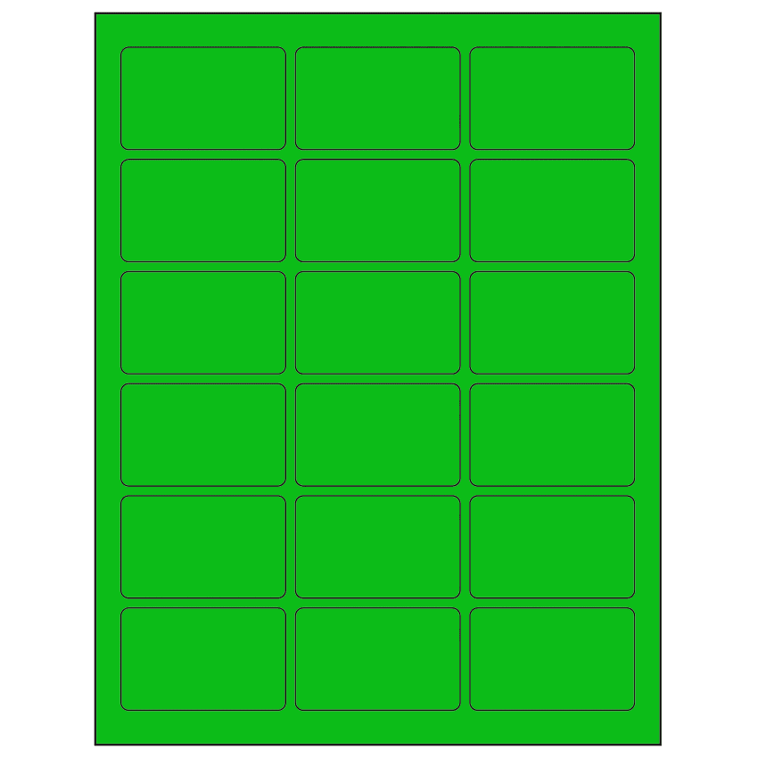 2.5" x 1.5625" Fluorescent Green Rectangular Sheet Labels