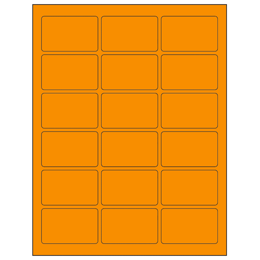 2.5" x 1.5625" Fluorescent Orange Rectangular Sheet Labels