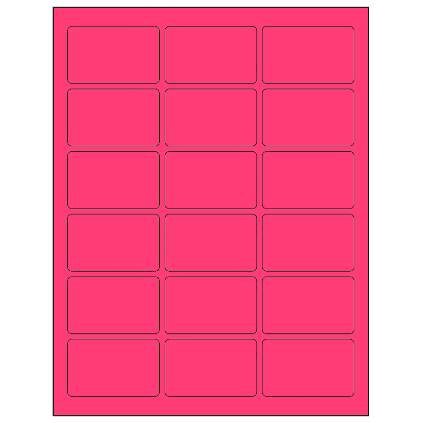 2.5" x 1.5625" Fluorescent Pink Rectangular Sheet Labels
