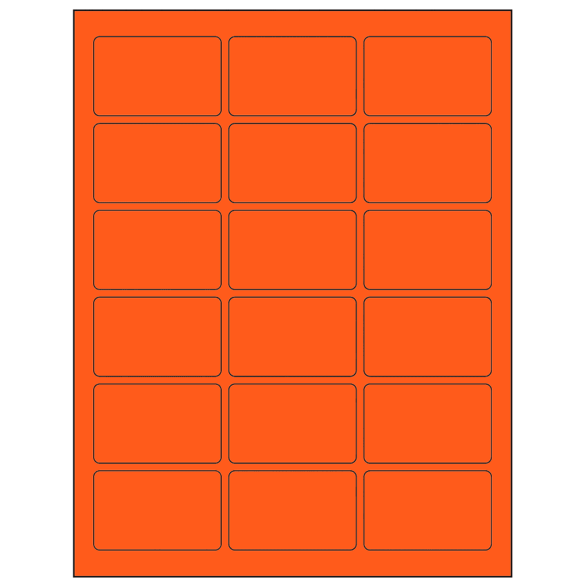 2.5" x 1.5625" Fluorescent Red Rectangular Sheet Labels