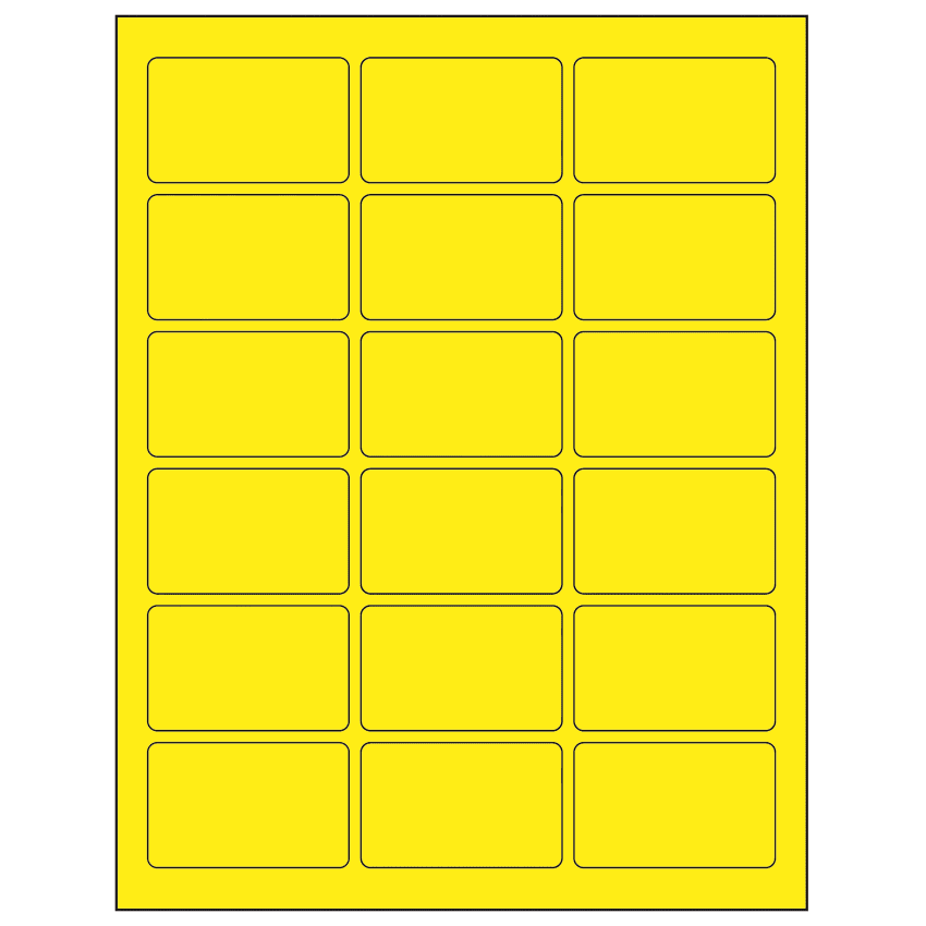 2.5" x 1.5625" Fluorescent Yellow Rectangular Sheet Labels
