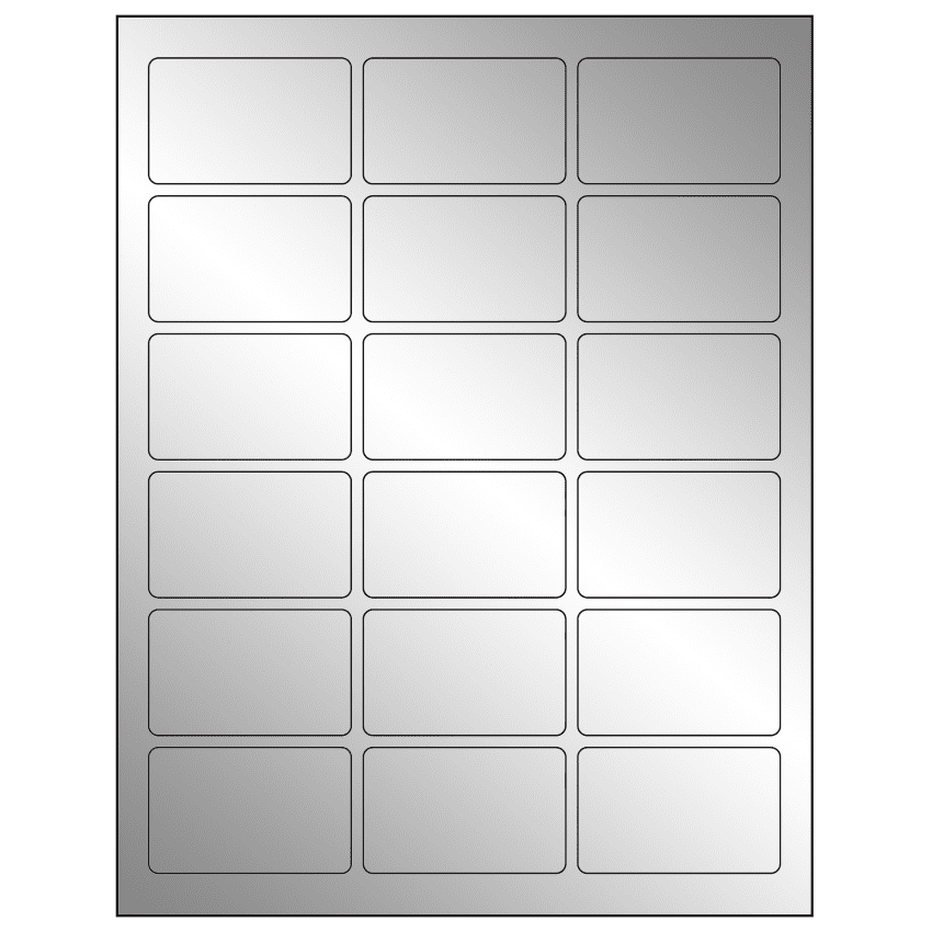 2.5" x 1.5625" Silver Foil Rectangular Sheet Labels