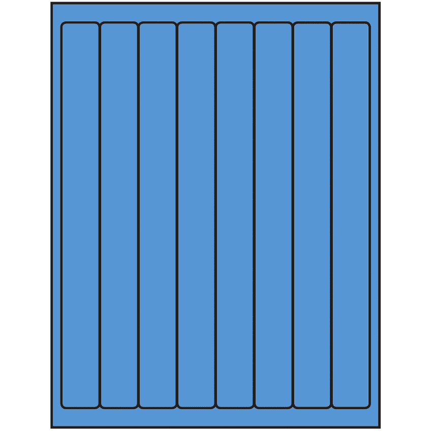1" x 10" Fluorescent Blue Rectangular Sheet Labels