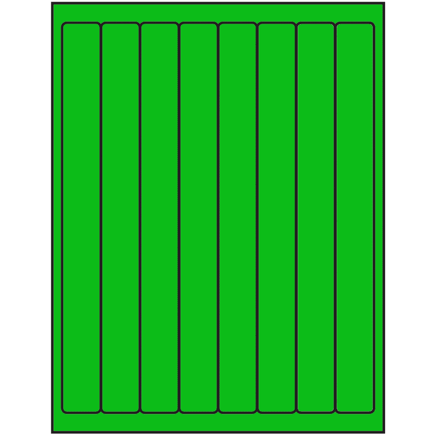 1" x 10" Fluorescent Green Rectangular Sheet Labels