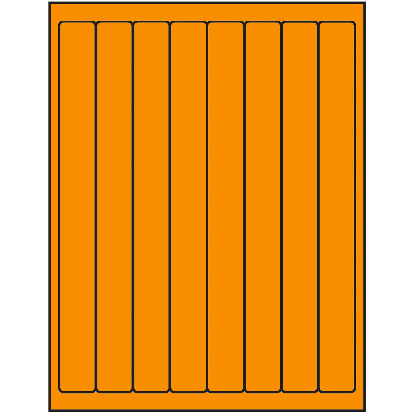 1" x 10" Fluorescent Orange Rectangular Sheet Labels