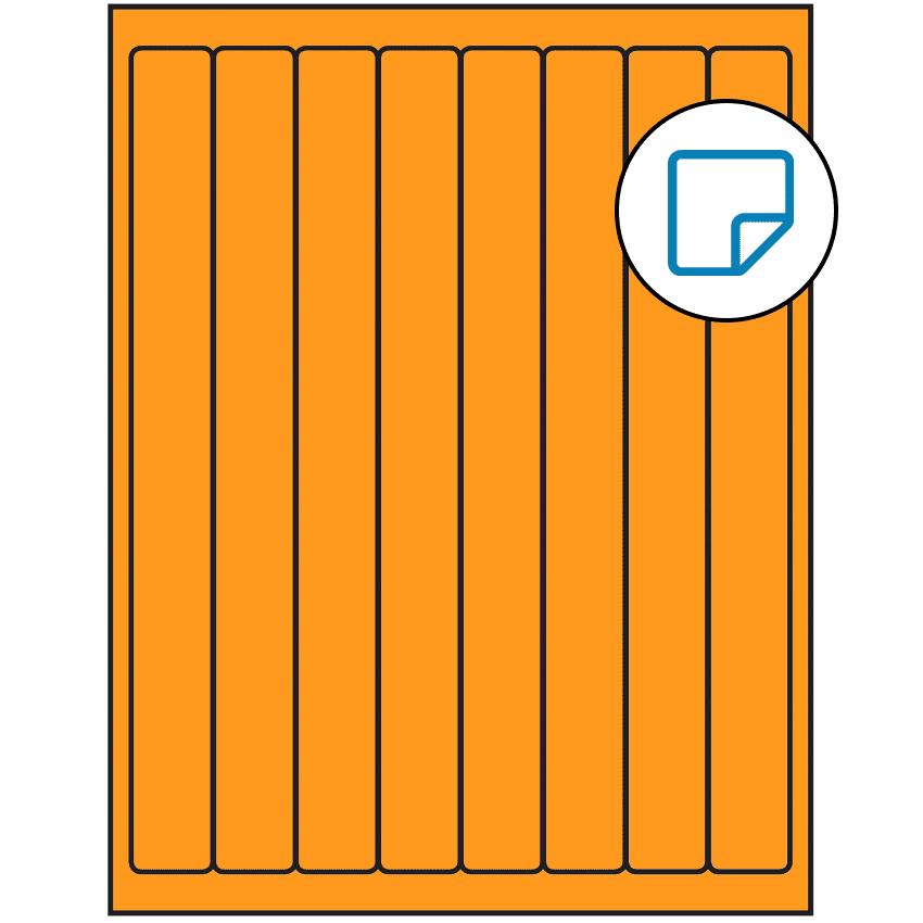 1" x 10" Fluorescent Orange Rectangular Sheet Labels - Removable Adhesive