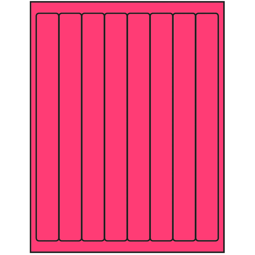 1" x 10" Fluorescent Pink Rectangular Sheet Labels