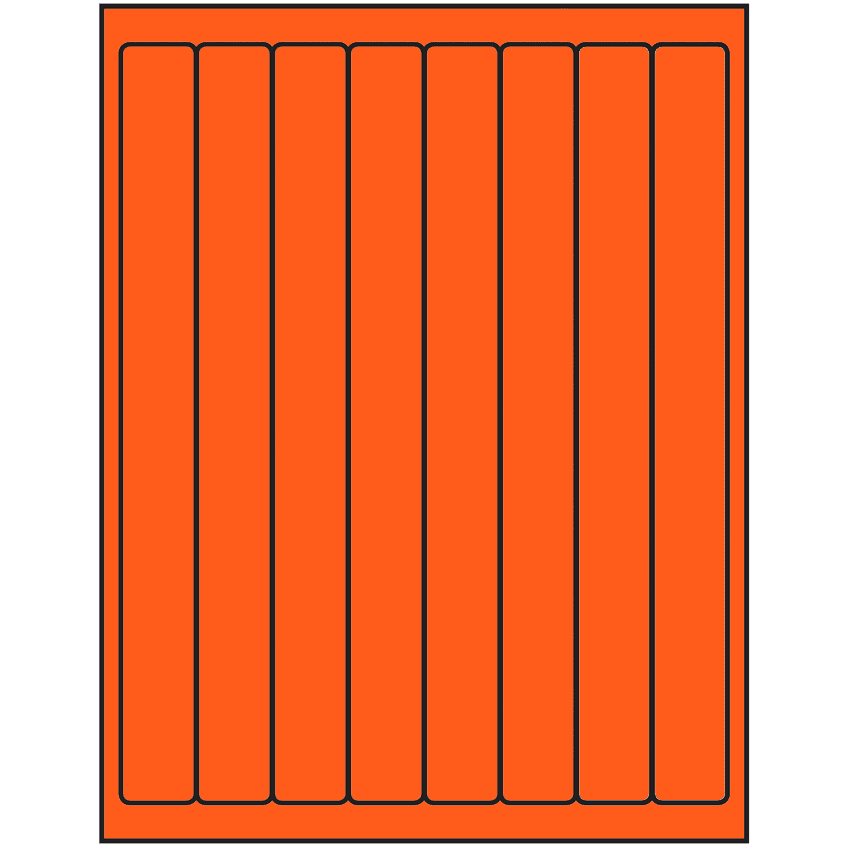 1" x 10" Fluorescent Red Rectangular Sheet Labels