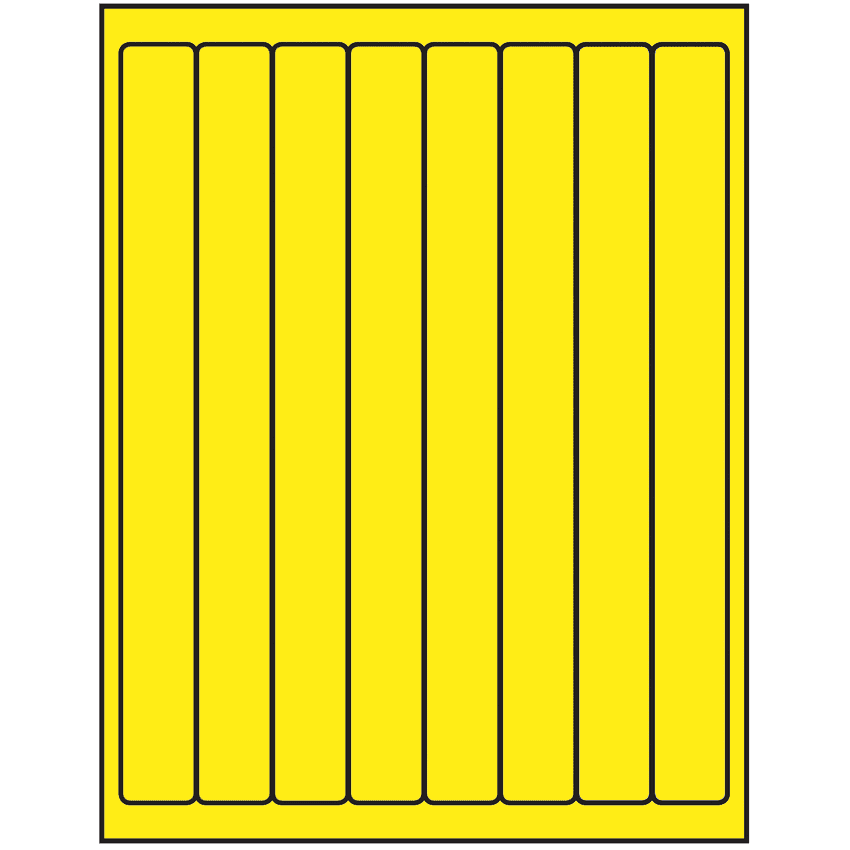 1" x 10" Fluorescent Yellow Rectangular Sheet Labels